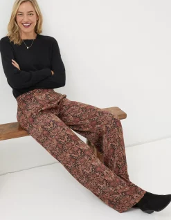Women FatFace View All|Art Floral Satin Printed Trousers