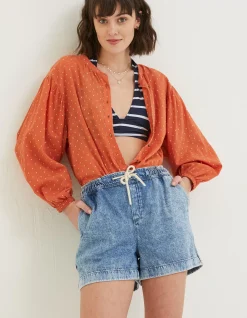Women FatFace Shorts|Ashby Pull On Denim Short