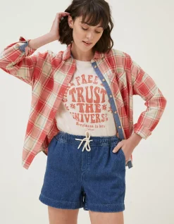 Women FatFace Shorts|Ashby Pull On Denim Short