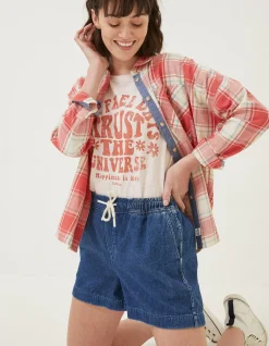 Women FatFace Shorts|Ashby Pull On Denim Short