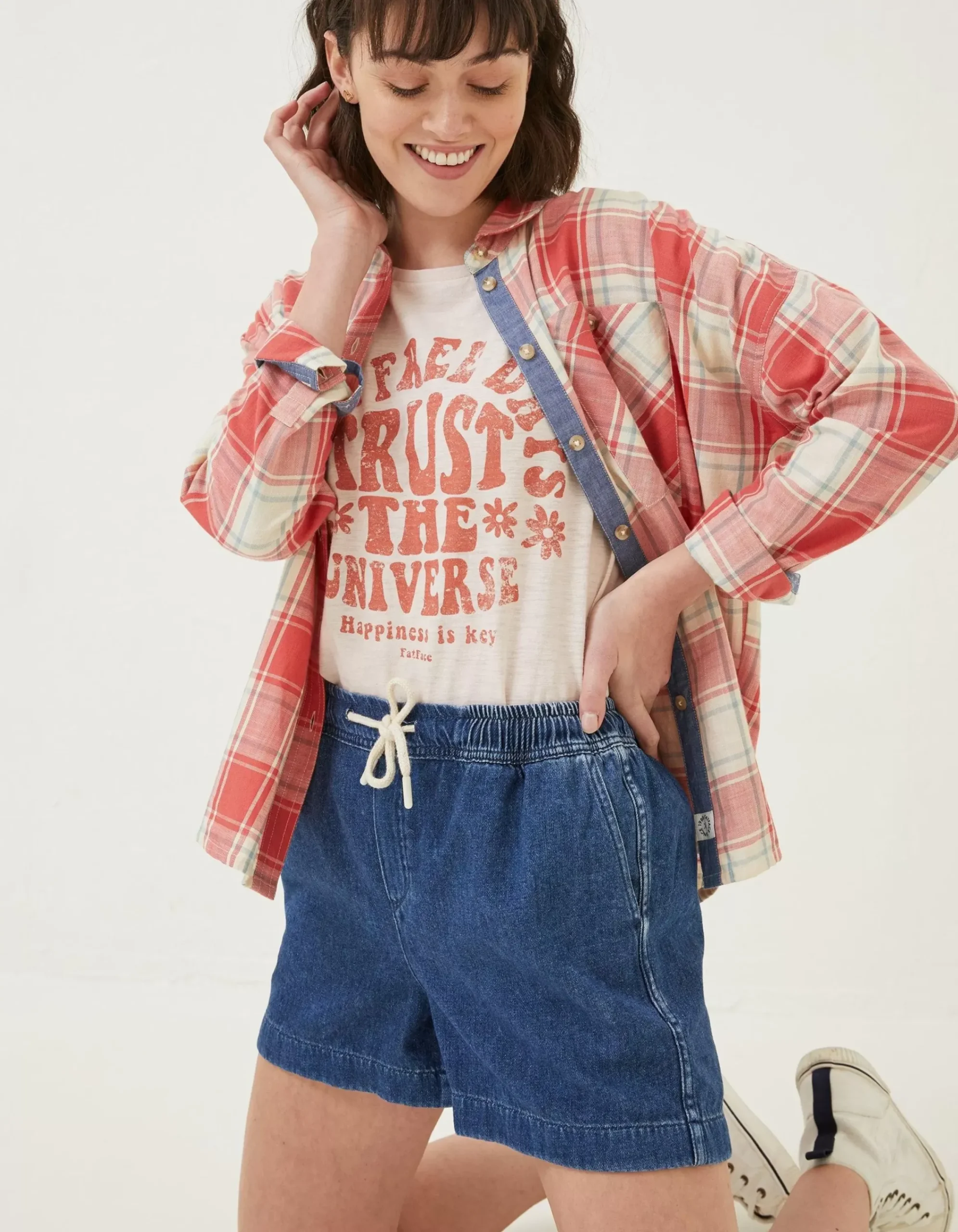 Women FatFace Shorts|Ashby Pull On Denim Short