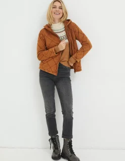Women FatFace Sweatshirts & Hoodies|Asher Quilted Zip Through Hoodie