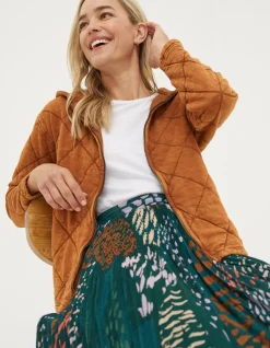 Women FatFace Sweatshirts & Hoodies|Asher Quilted Zip Through Hoodie