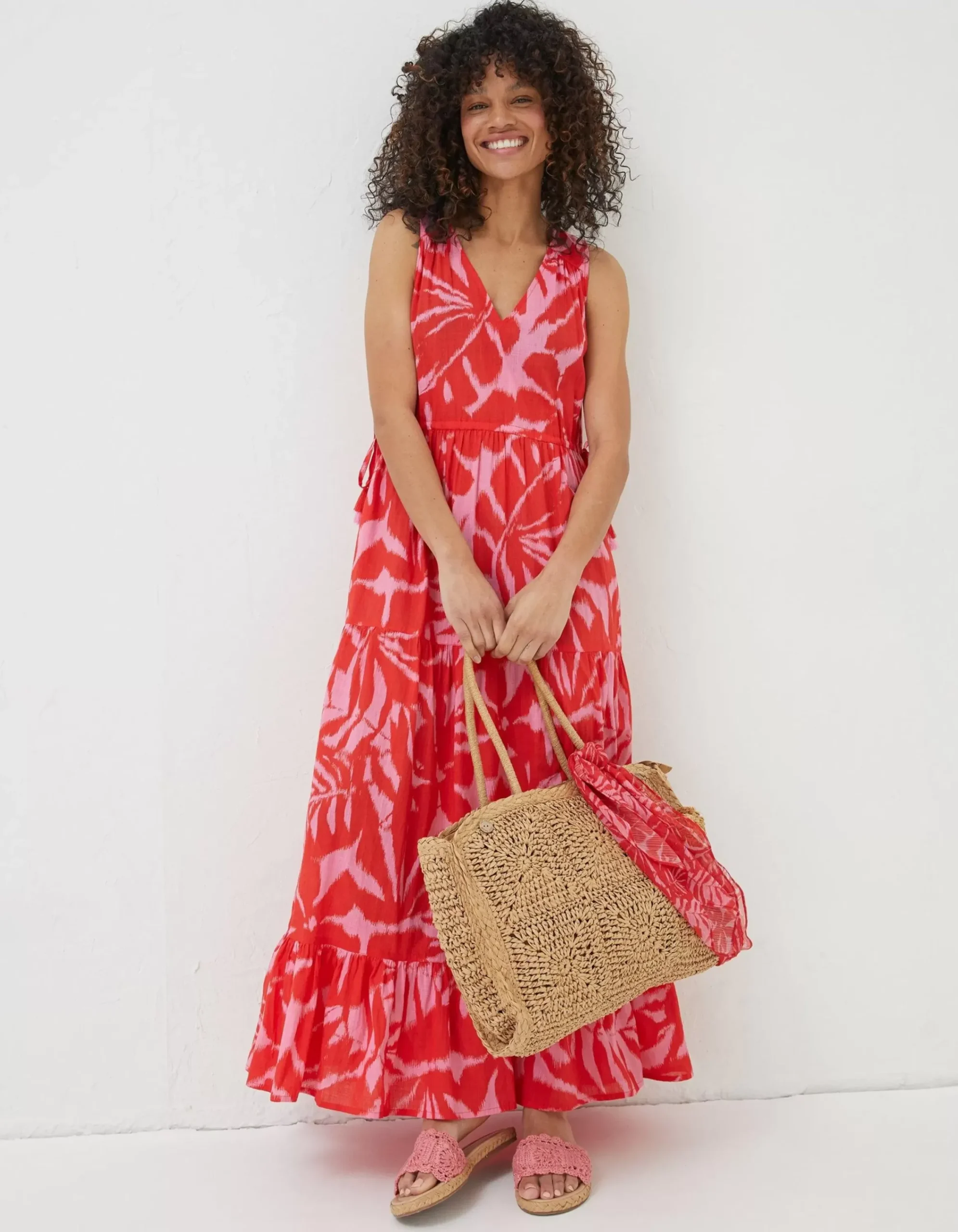 Women FatFace Dresses|Avery Ikat Leaves Midi Dress