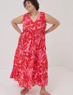 Women FatFace Dresses|Avery Ikat Leaves Midi Dress