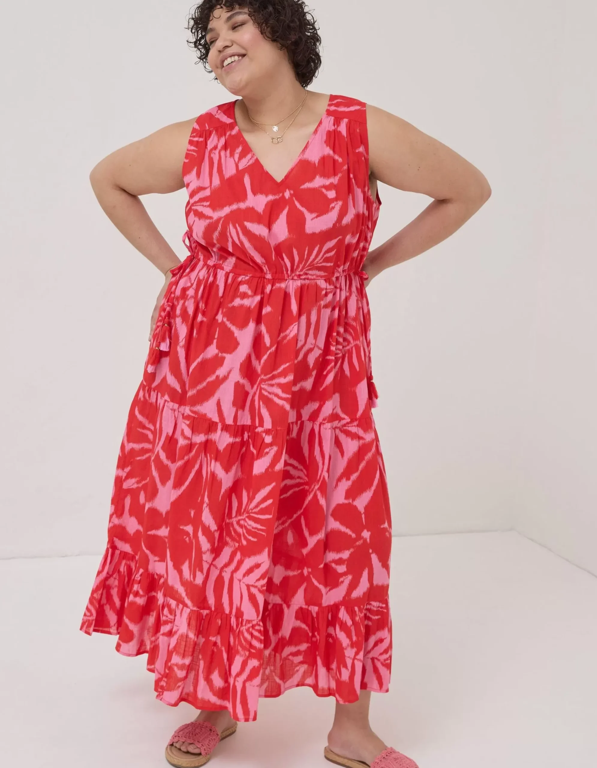 Women FatFace Dresses|Avery Ikat Leaves Midi Dress