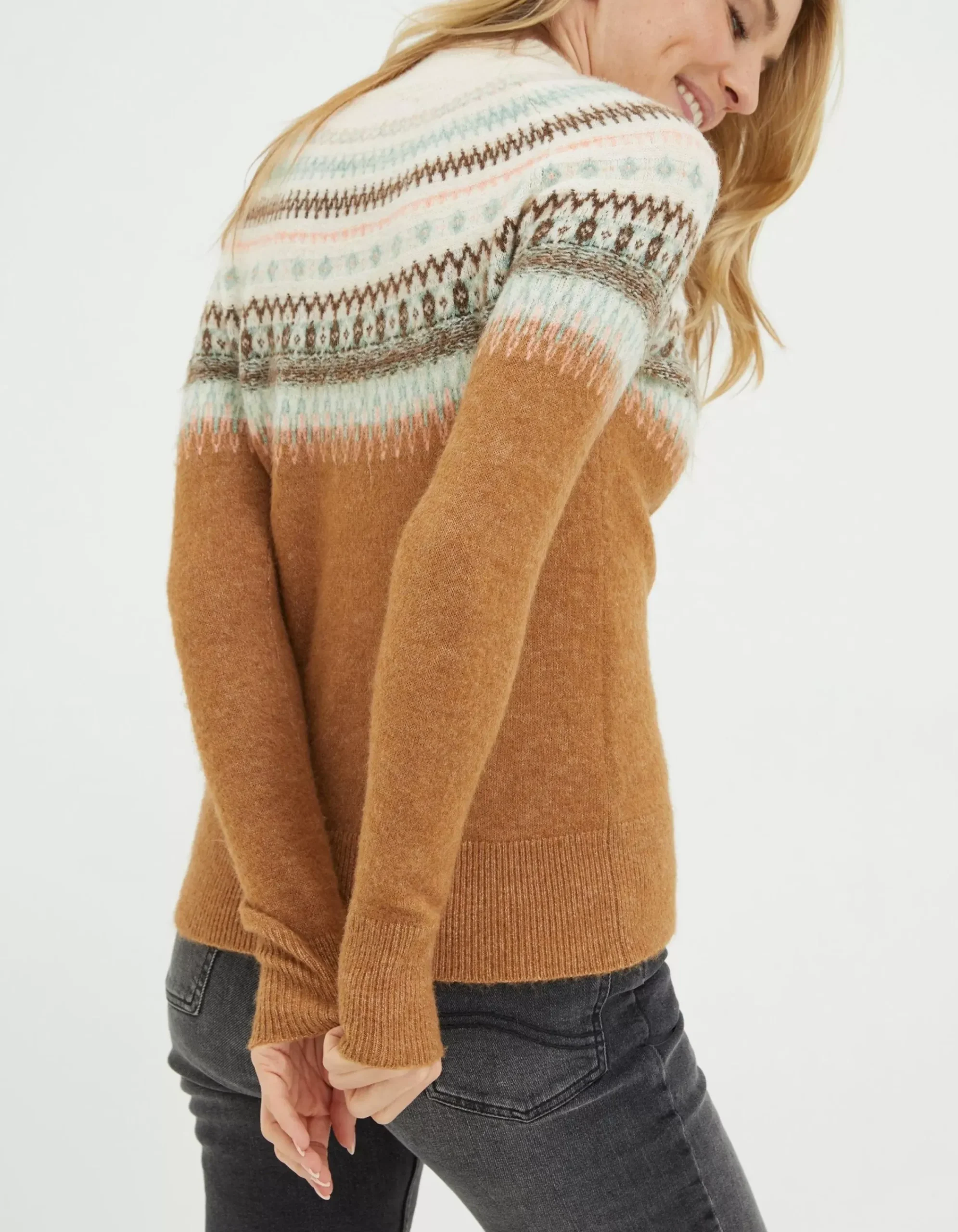 Women FatFace Knitwear|Bea Yoke Fairisle Jumper