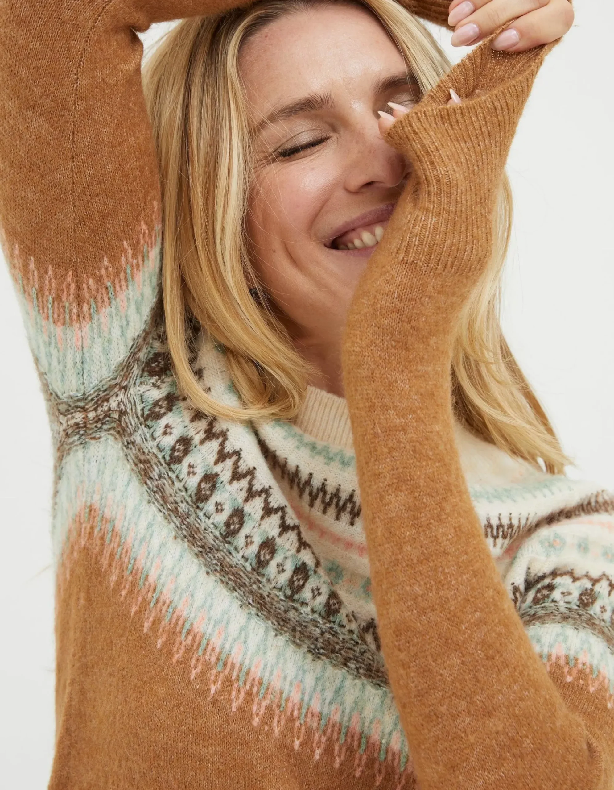 Women FatFace Knitwear|Bea Yoke Fairisle Jumper