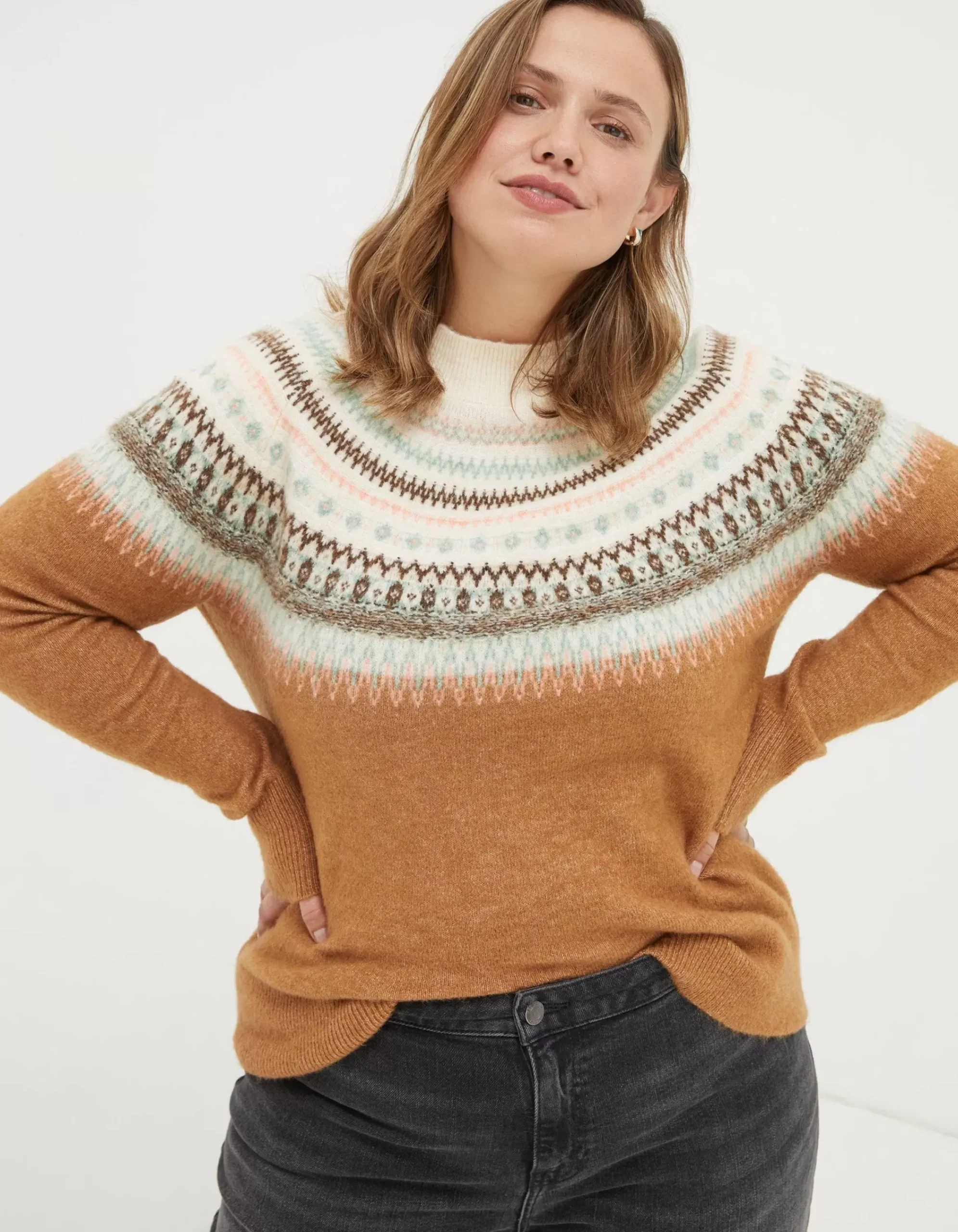 Women FatFace Knitwear|Bea Yoke Fairisle Jumper