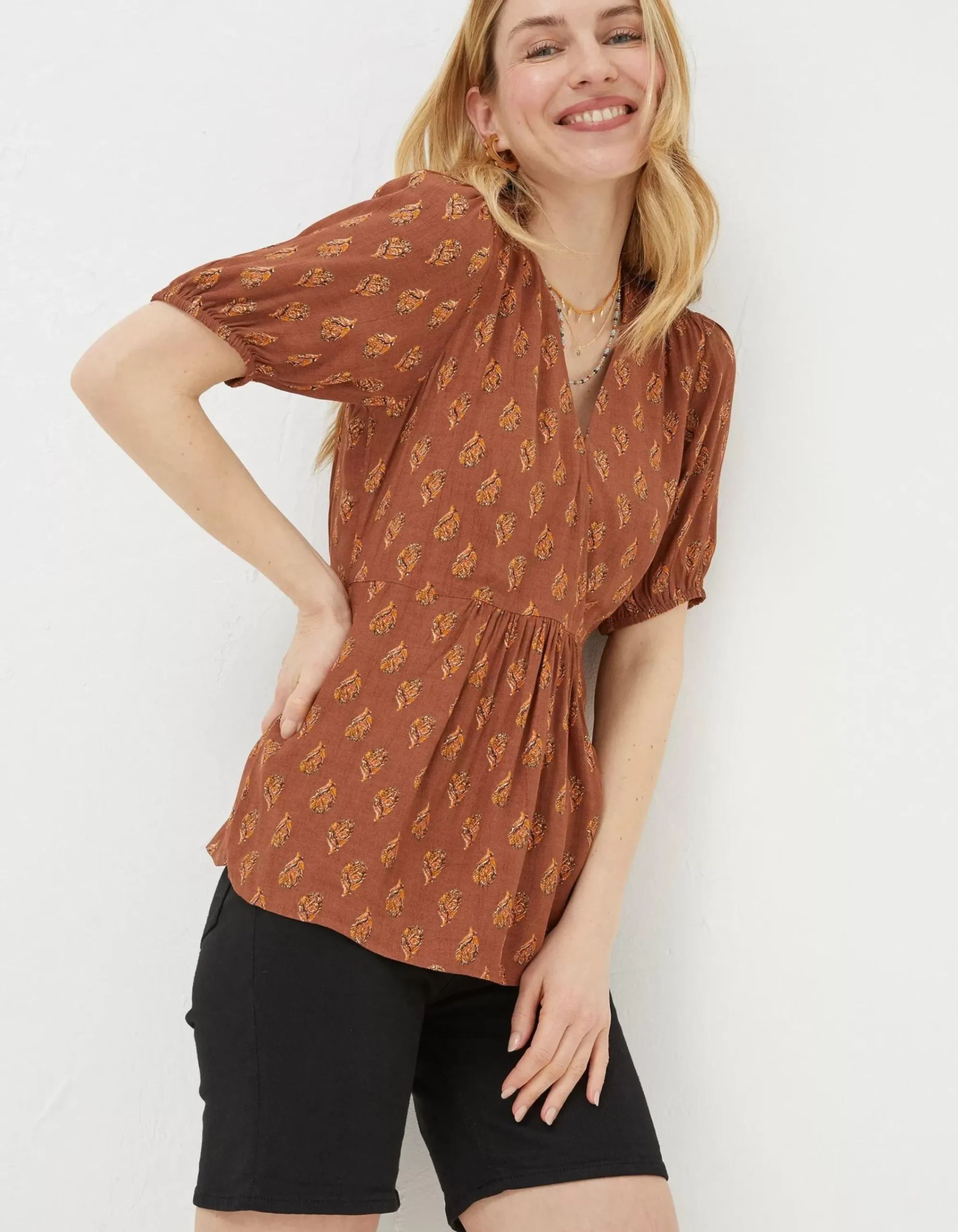 Women FatFace Shirts & Blouses|Bella Woodblock Blouse