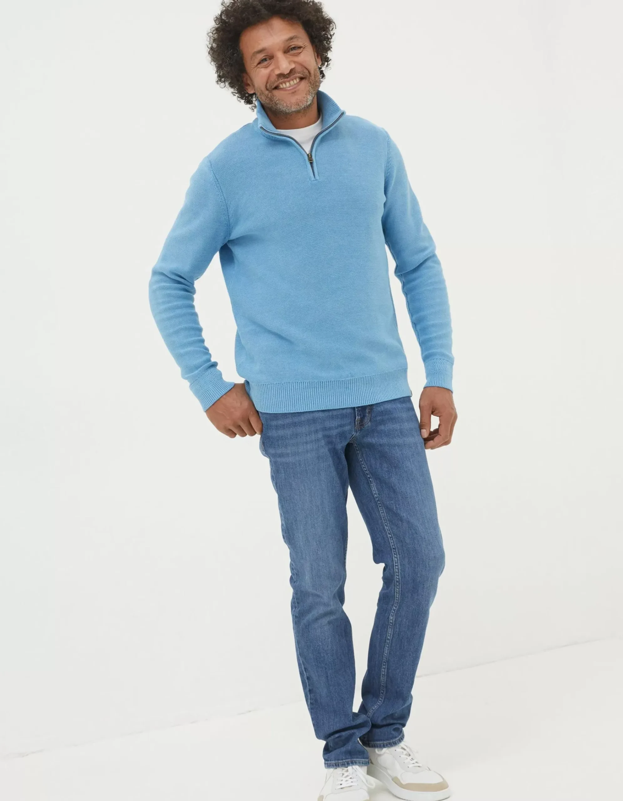 Men FatFace View All|Berwick Washed Half Neck