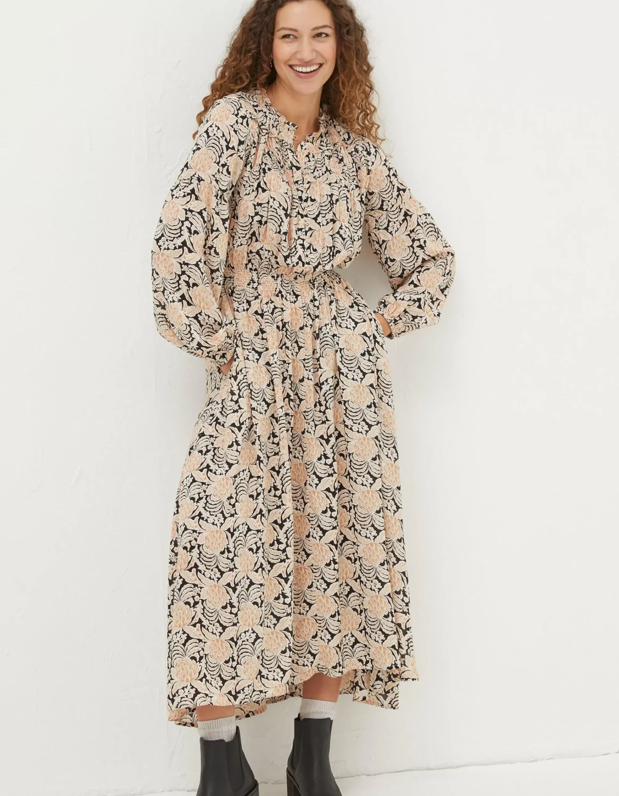 Women FatFace Dresses|Beth Damask Floral Maxi Dress