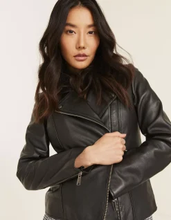 Women FatFace Coats & Jackets|Bethany Biker Leather Jacket