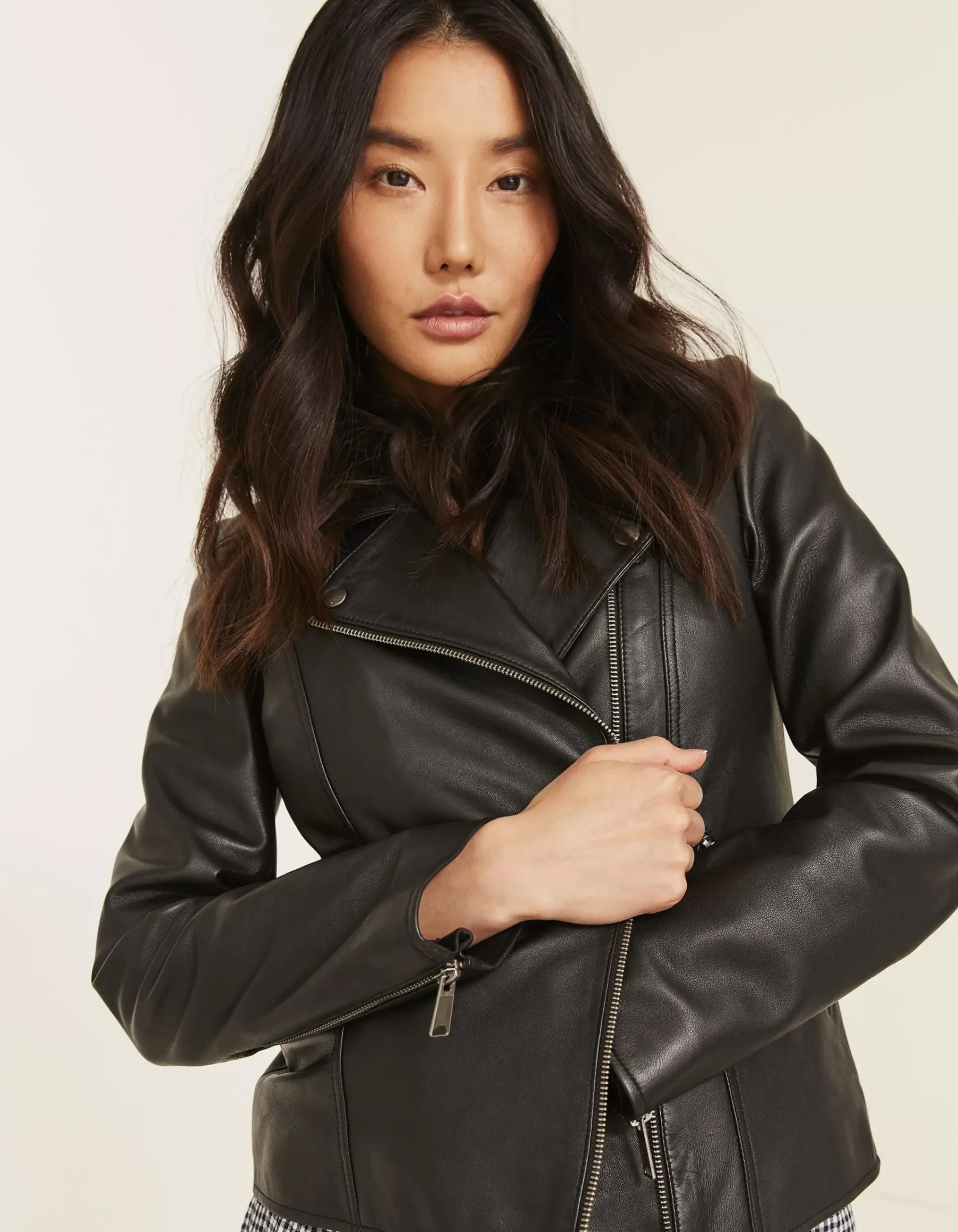 Women FatFace Coats & Jackets|Bethany Biker Leather Jacket