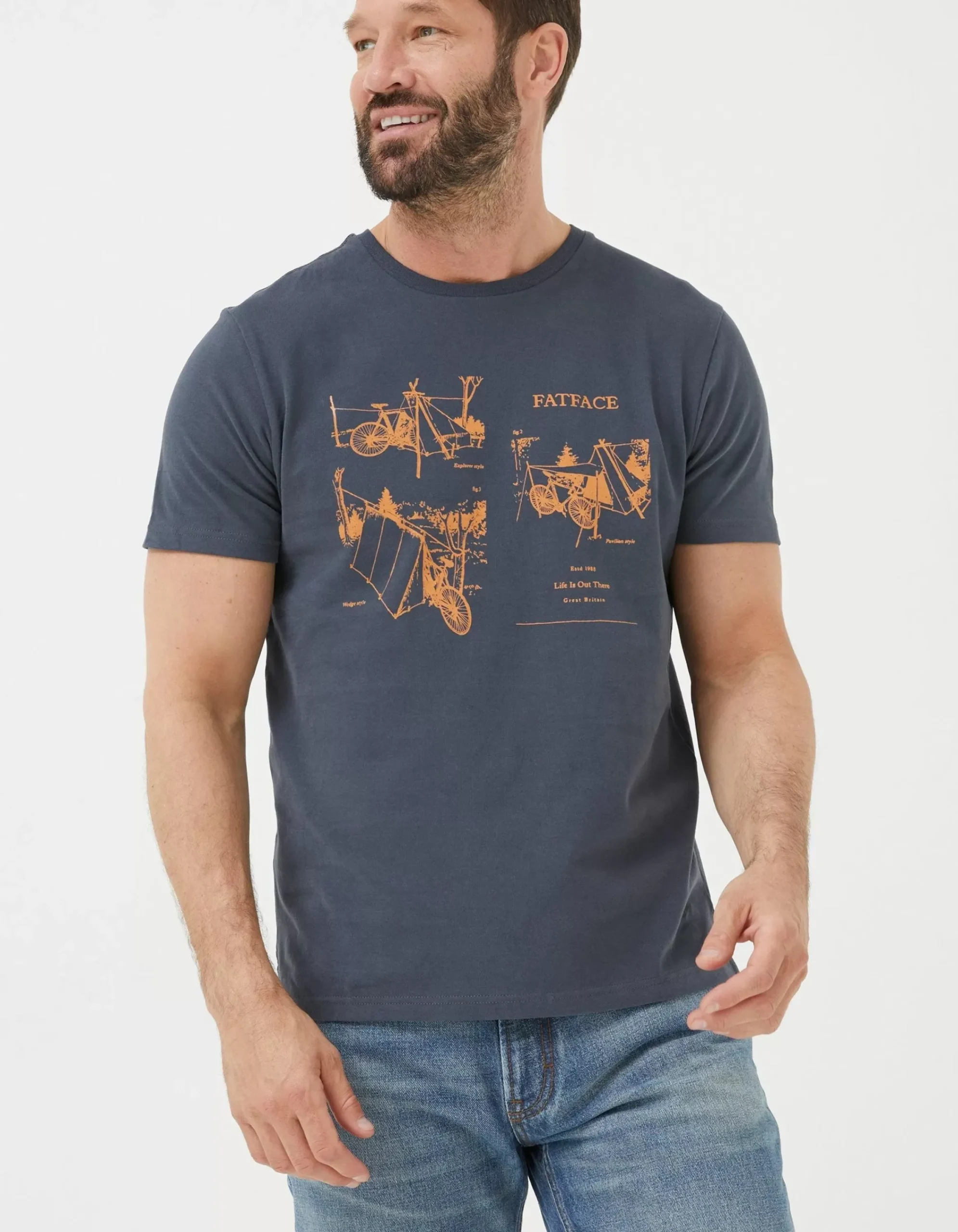 Men FatFace T-Shirts|Bike In Tents T-Shirt