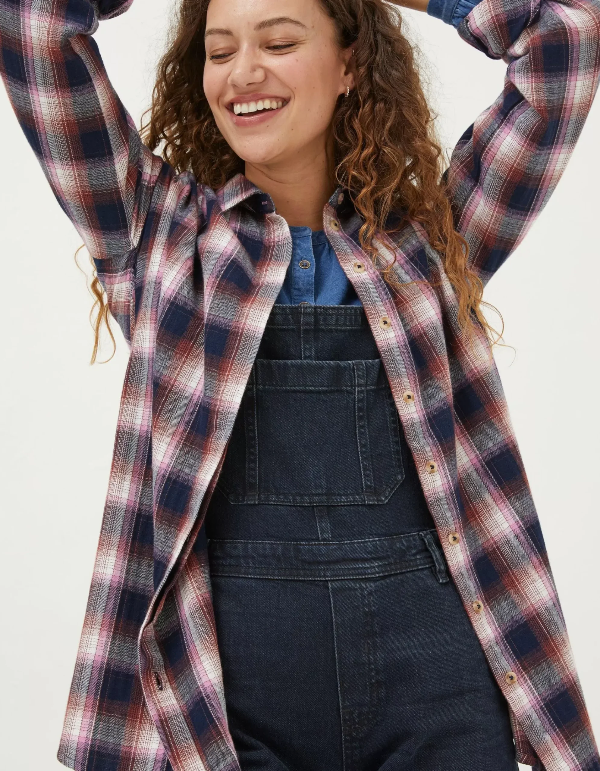 Women FatFace Shirts & Blouses|Billie Longline Check Shirt