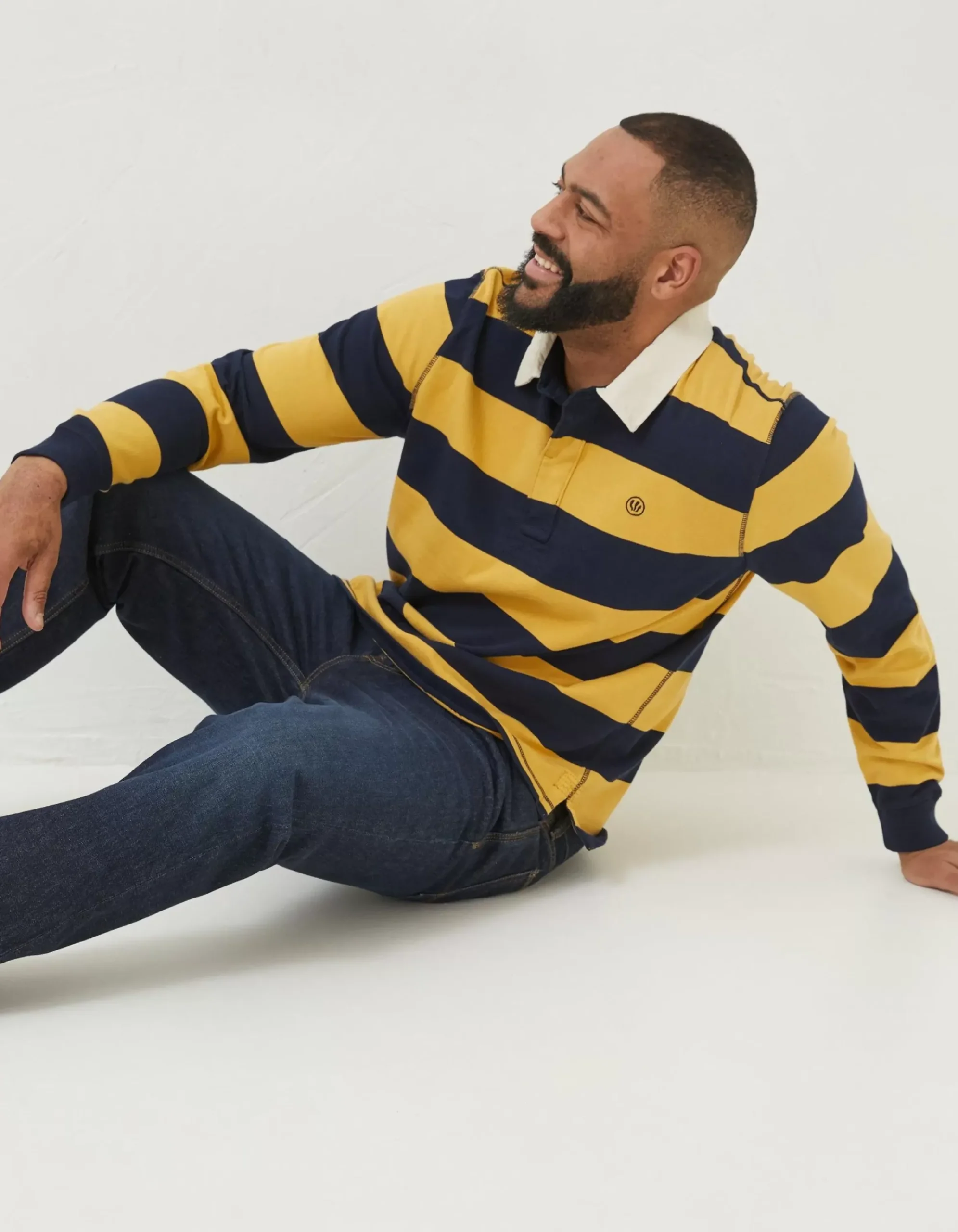 Men FatFace T-Shirts|Block Stripe 88 Rugby Shirt