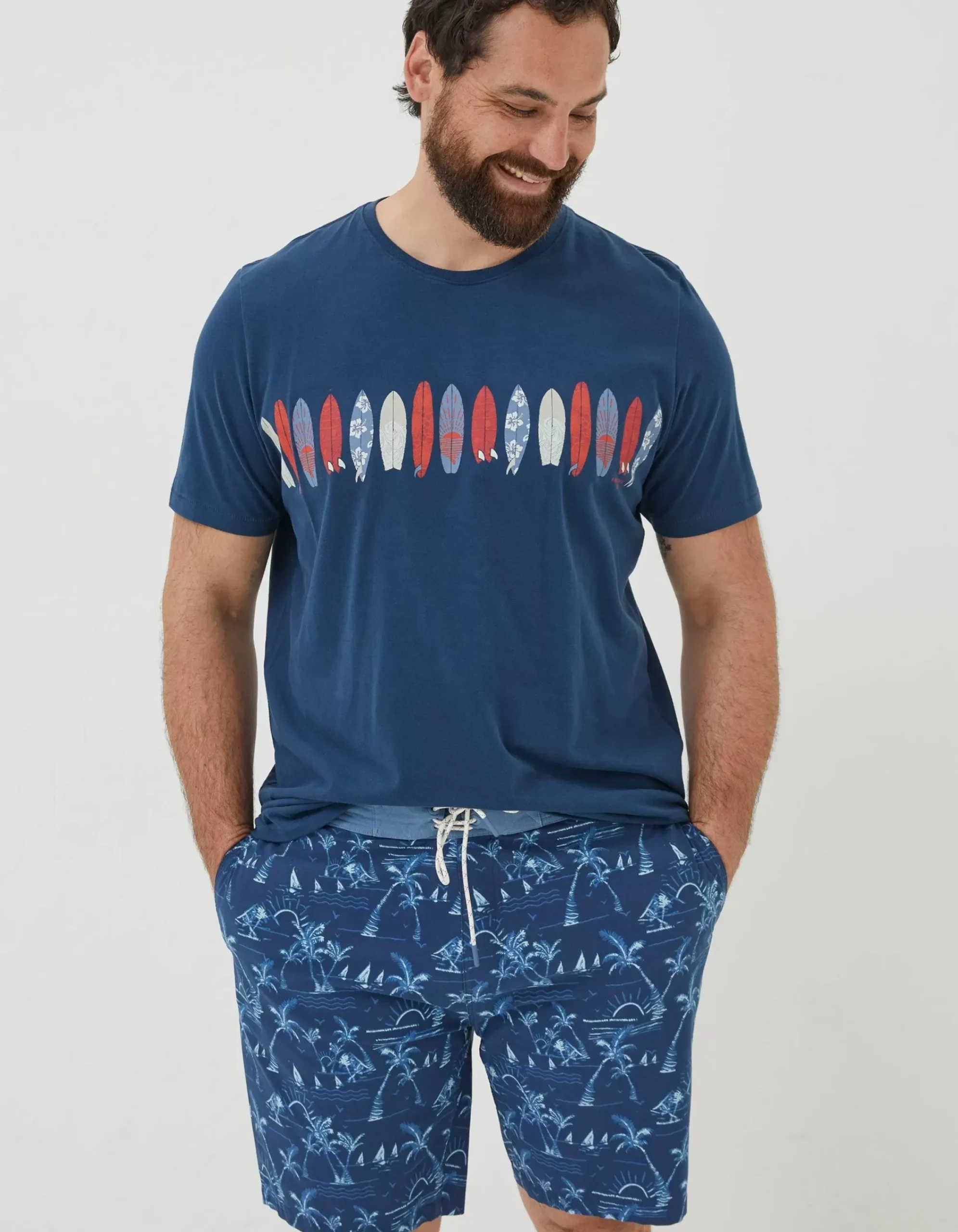Men FatFace T-Shirts|Board Line Up T-Shirt