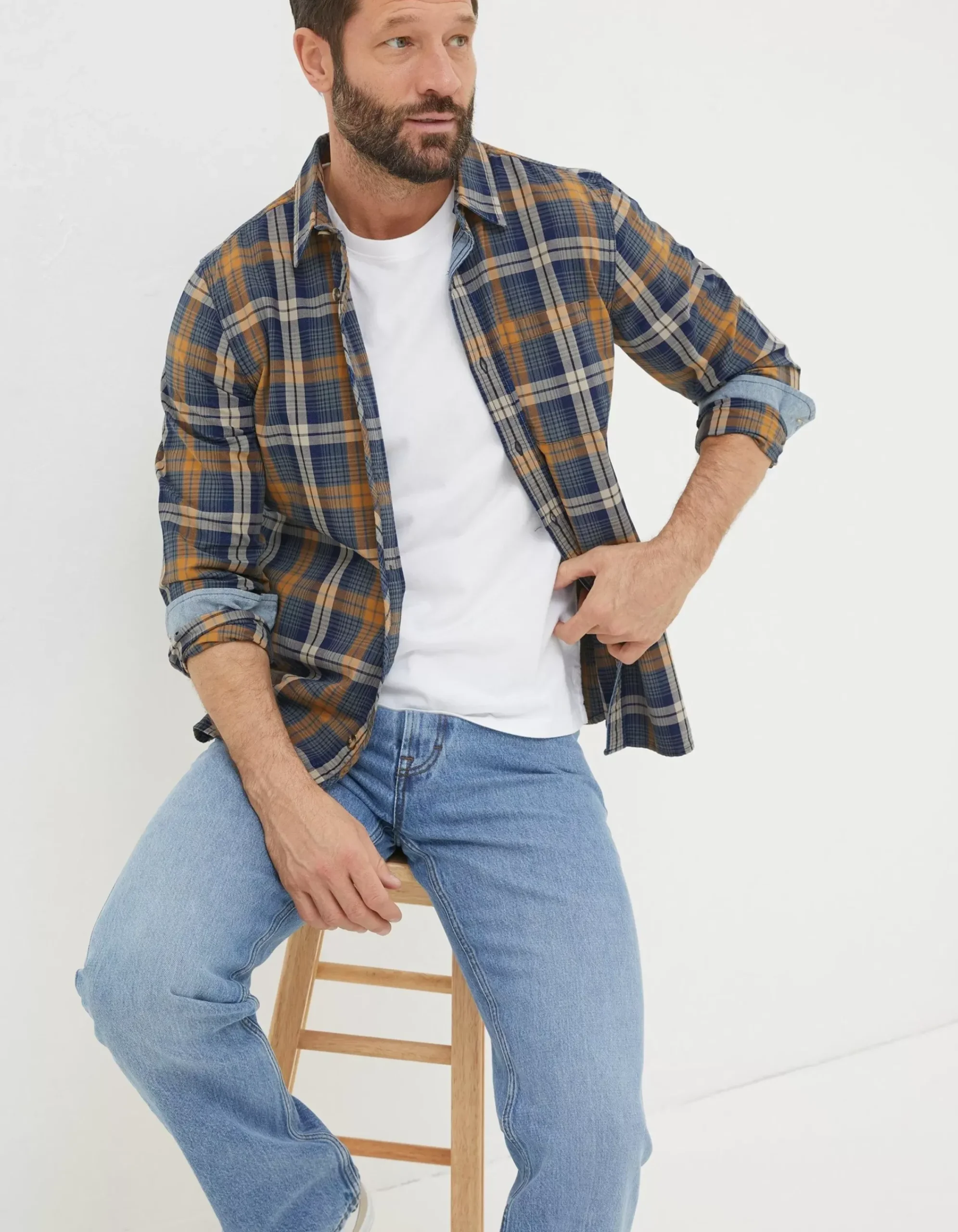 Men FatFace View All|Bonby Indigo Check Shirt
