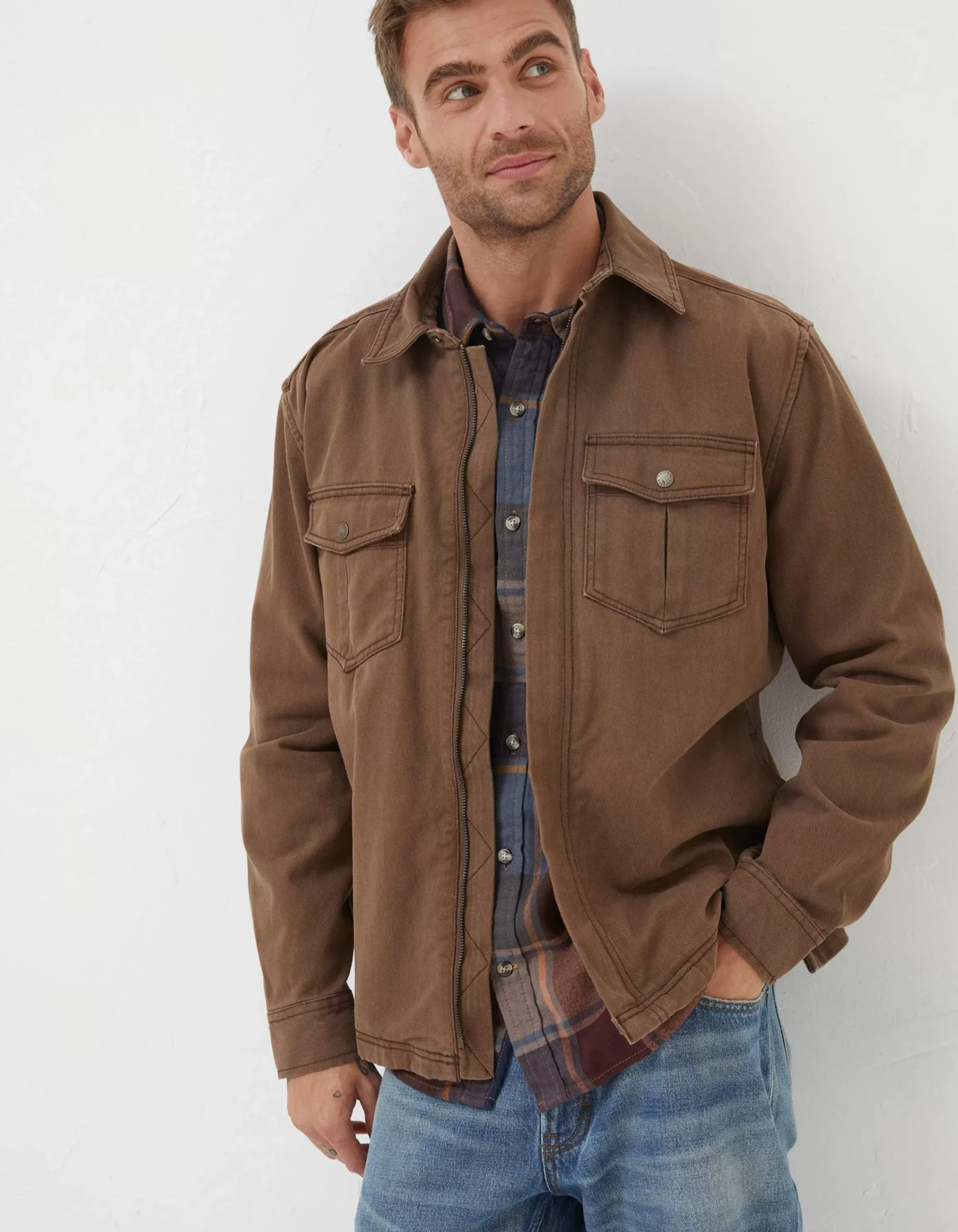 Men FatFace View All|Bowd Zip Front Overshirt