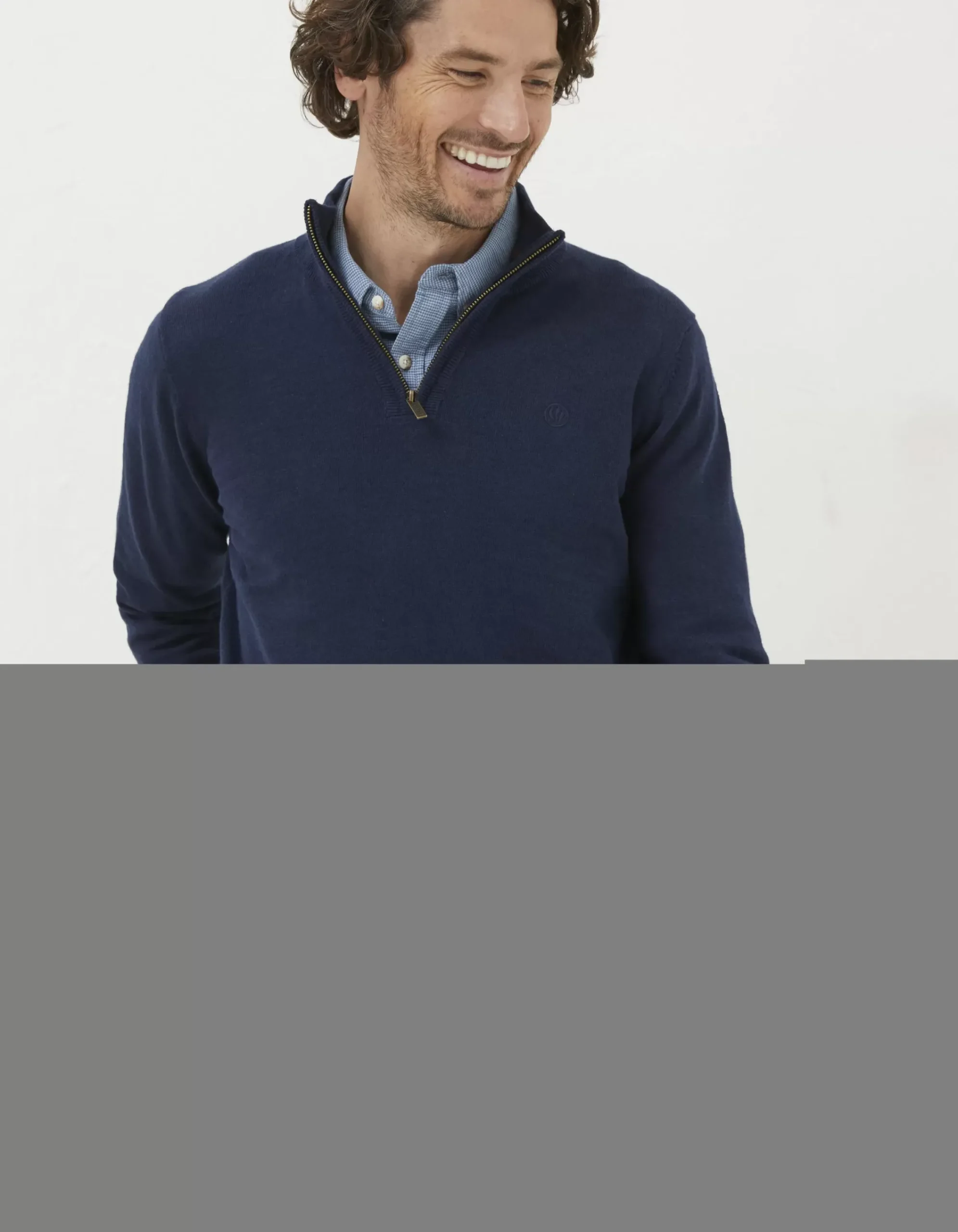 Men FatFace Knitwear|Braunton Half Neck Jumper