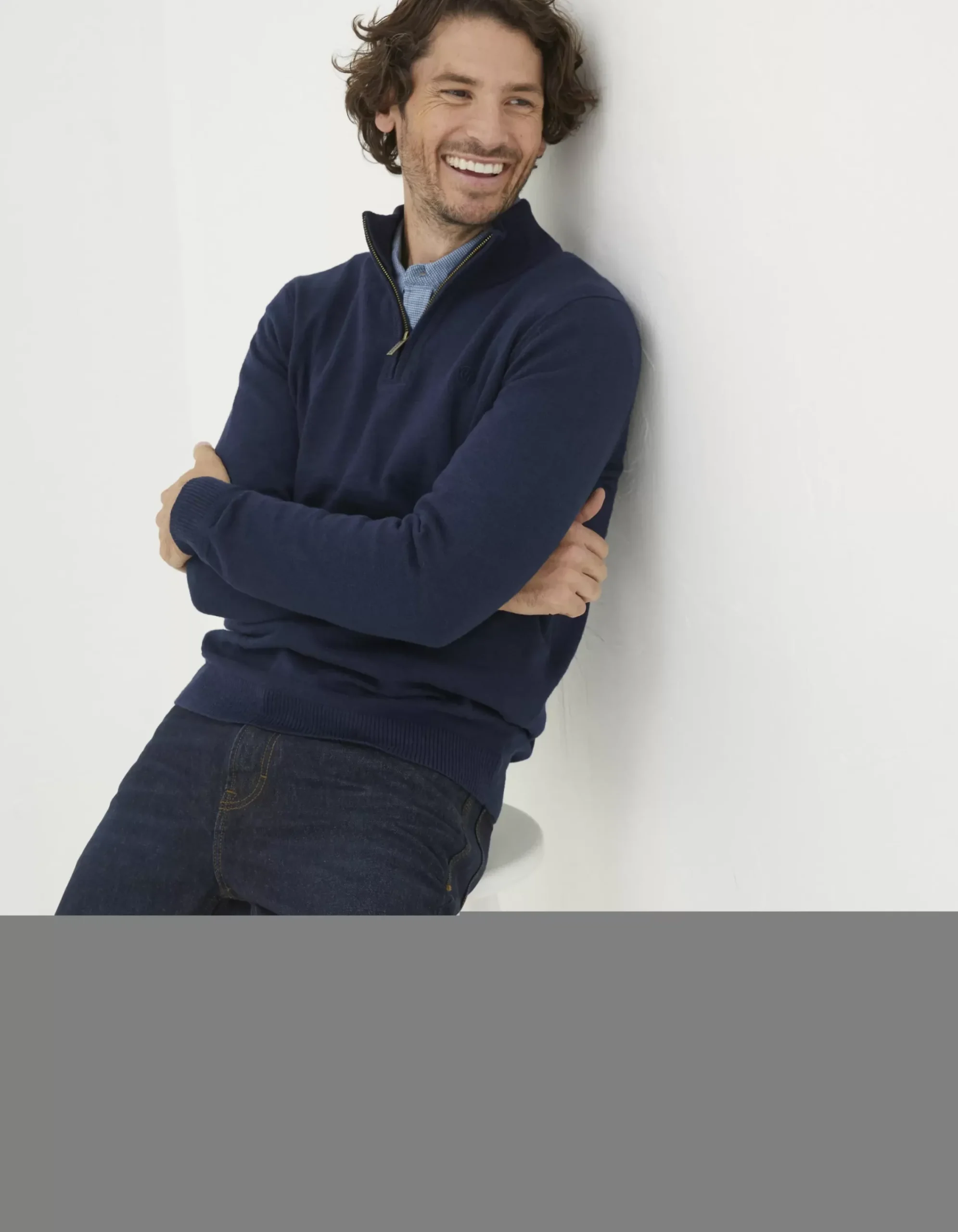 Men FatFace Knitwear|Braunton Half Neck Jumper