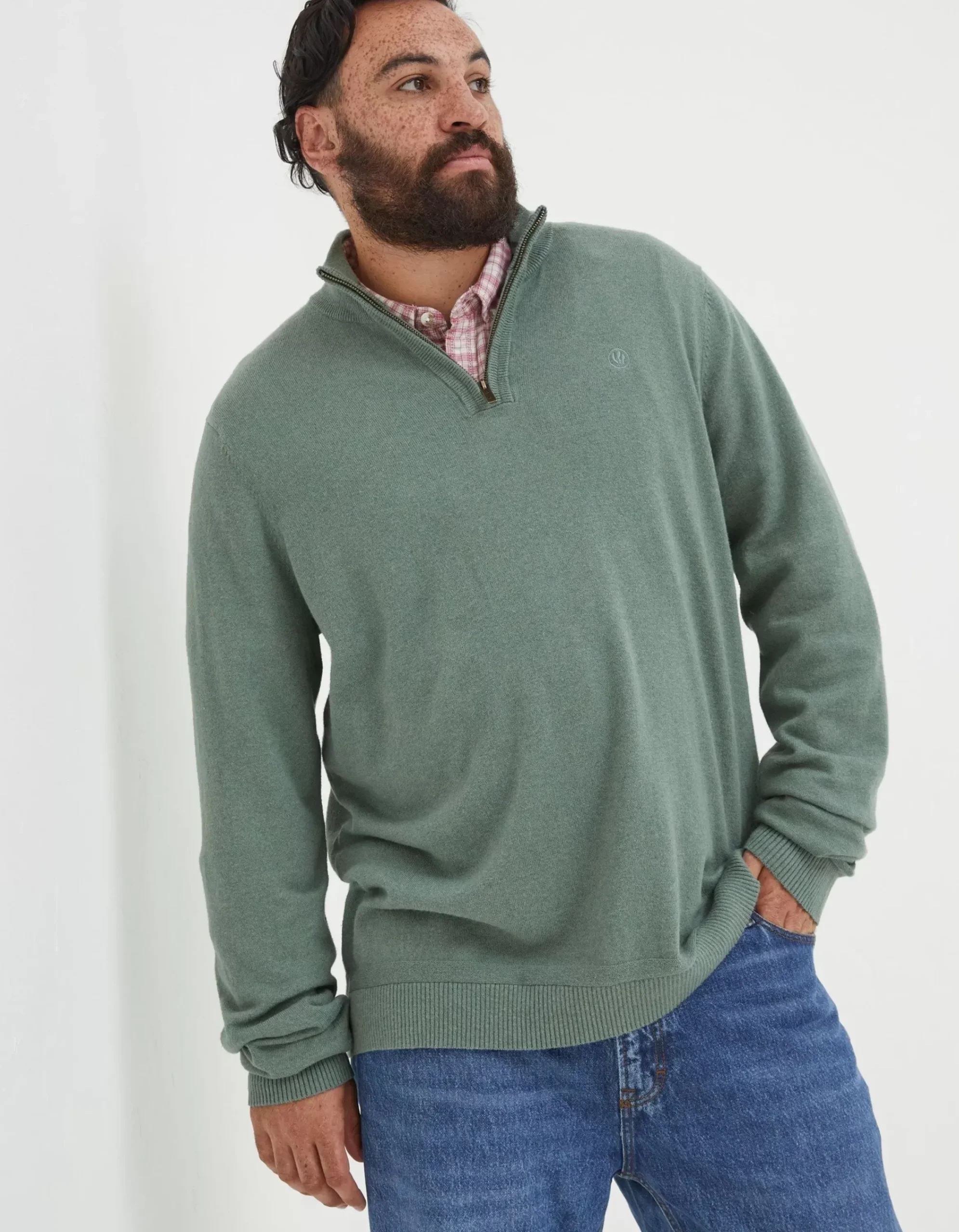 Men FatFace Knitwear|Braunton Half Neck Jumper