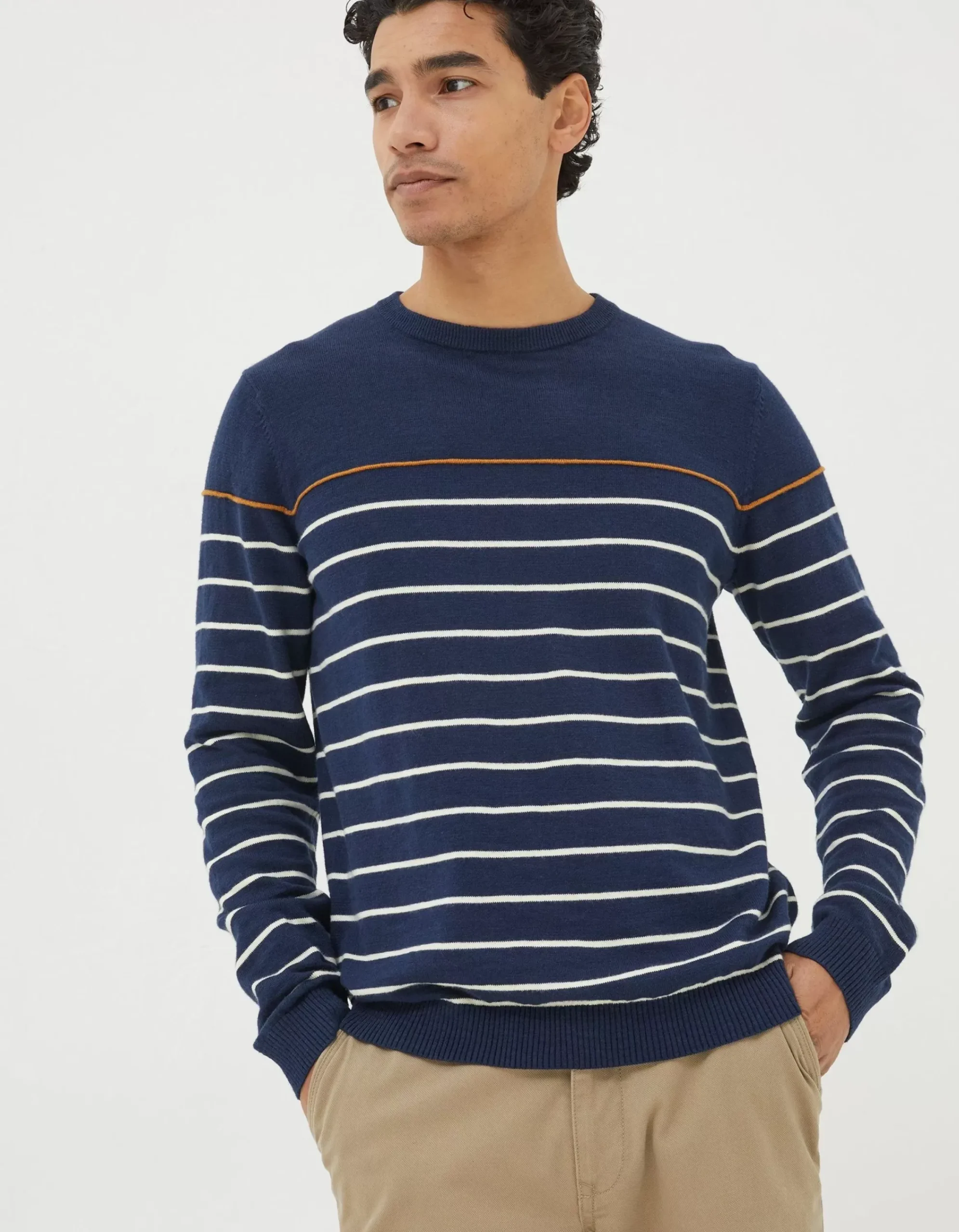 Men FatFace View All|Braunton Stripe Crew Jumper