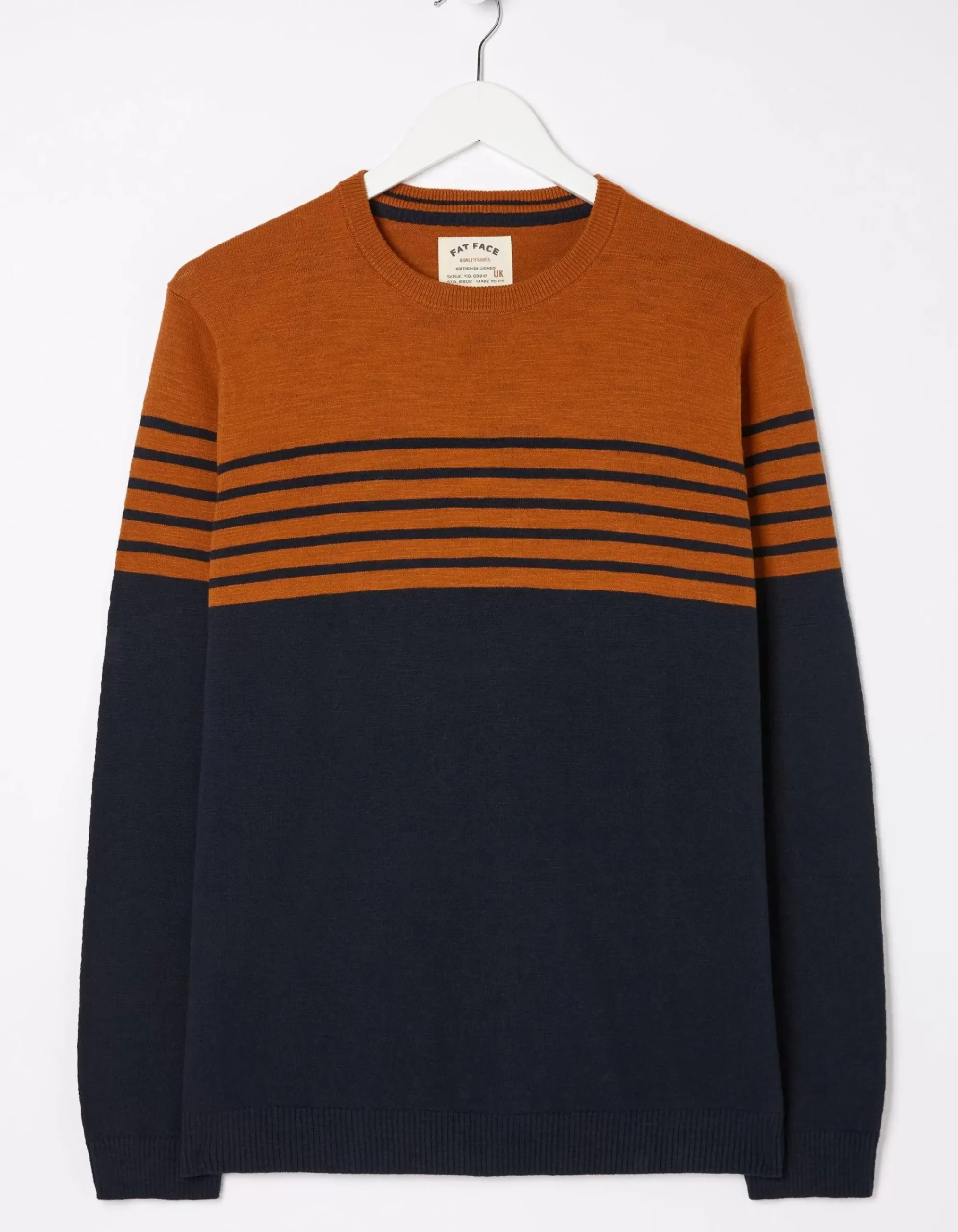 Men FatFace Knitwear|Braunton Stripe Crew Jumper