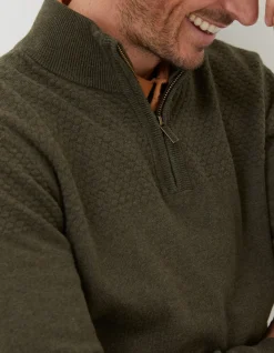 Men FatFace Knitwear|Braunton Textured Half Neck