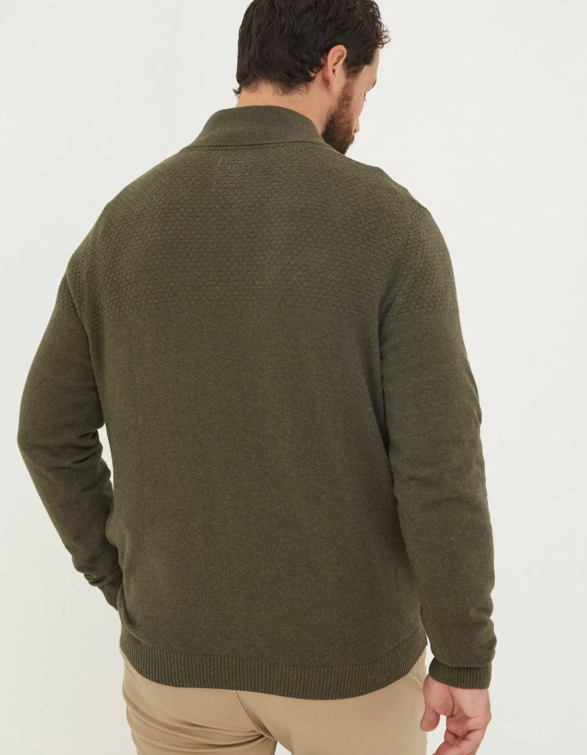 Men FatFace Knitwear|Braunton Textured Half Neck