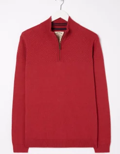 Men FatFace Knitwear|Braunton Textured Half Neck