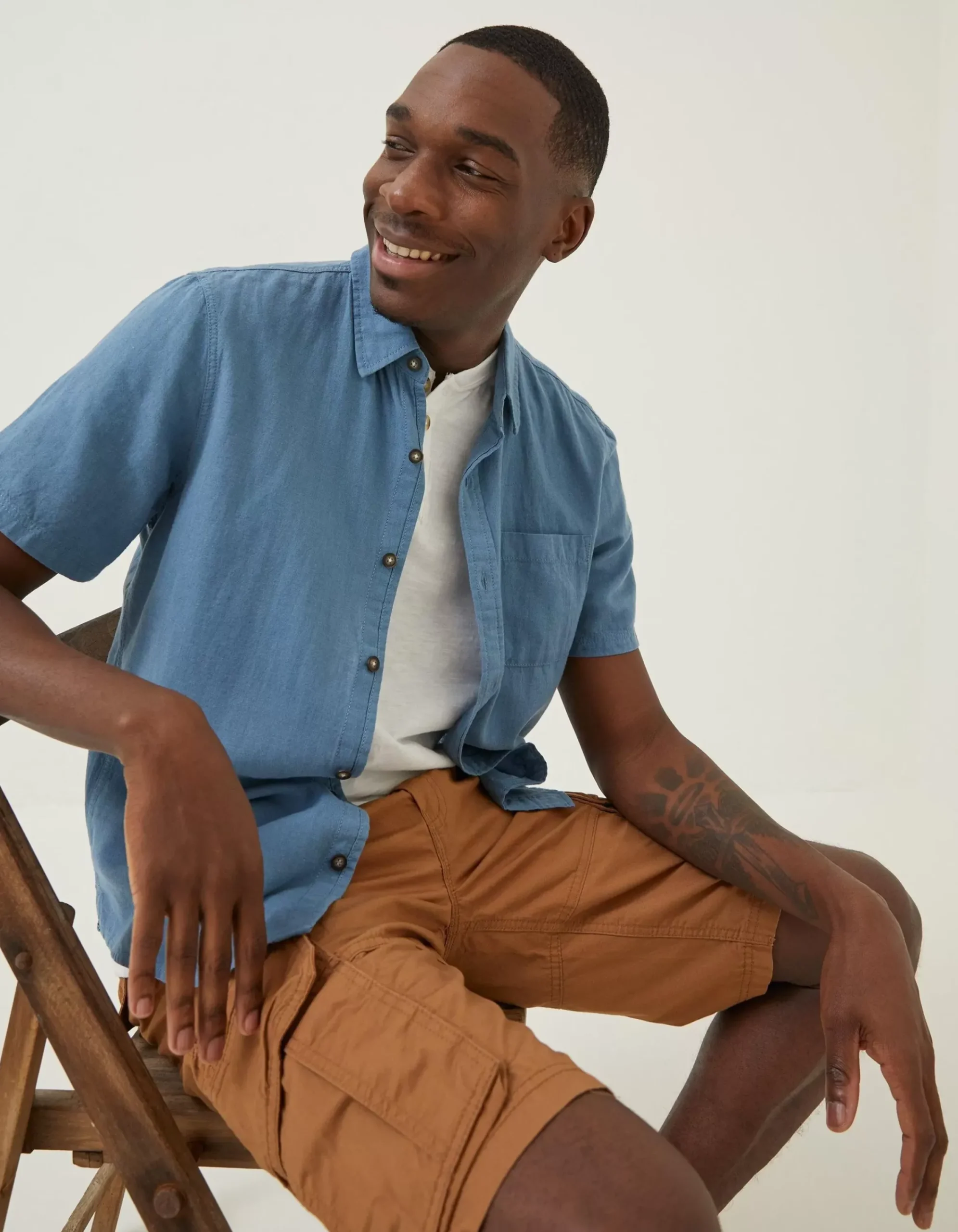 Men FatFace Shirts|Bugle Linen Cotton Shirt