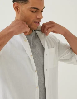 Men FatFace Shirts|Bugle Linen Cotton Shirt