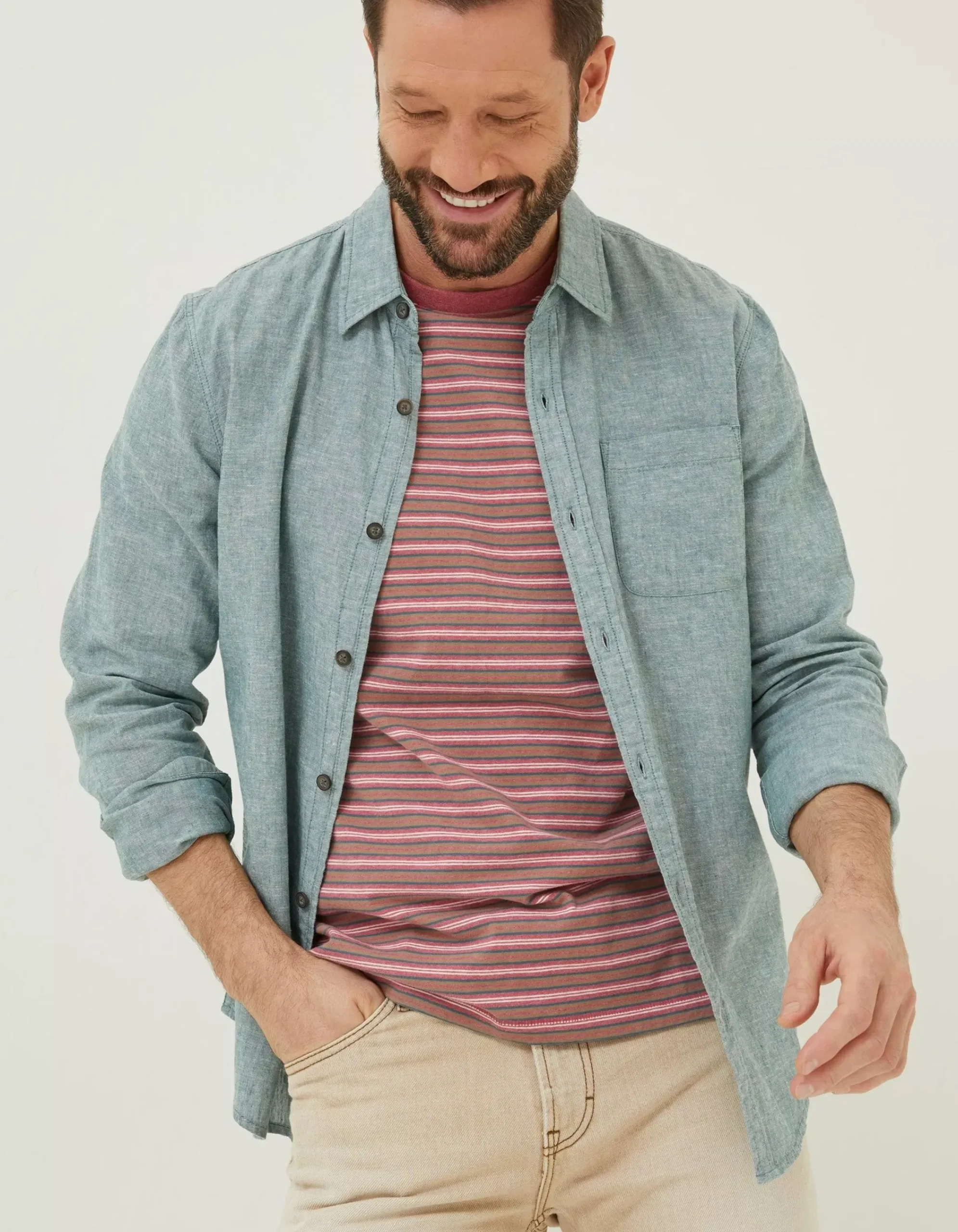 Men FatFace Shirts|Bugle Linen Cotton Shirt