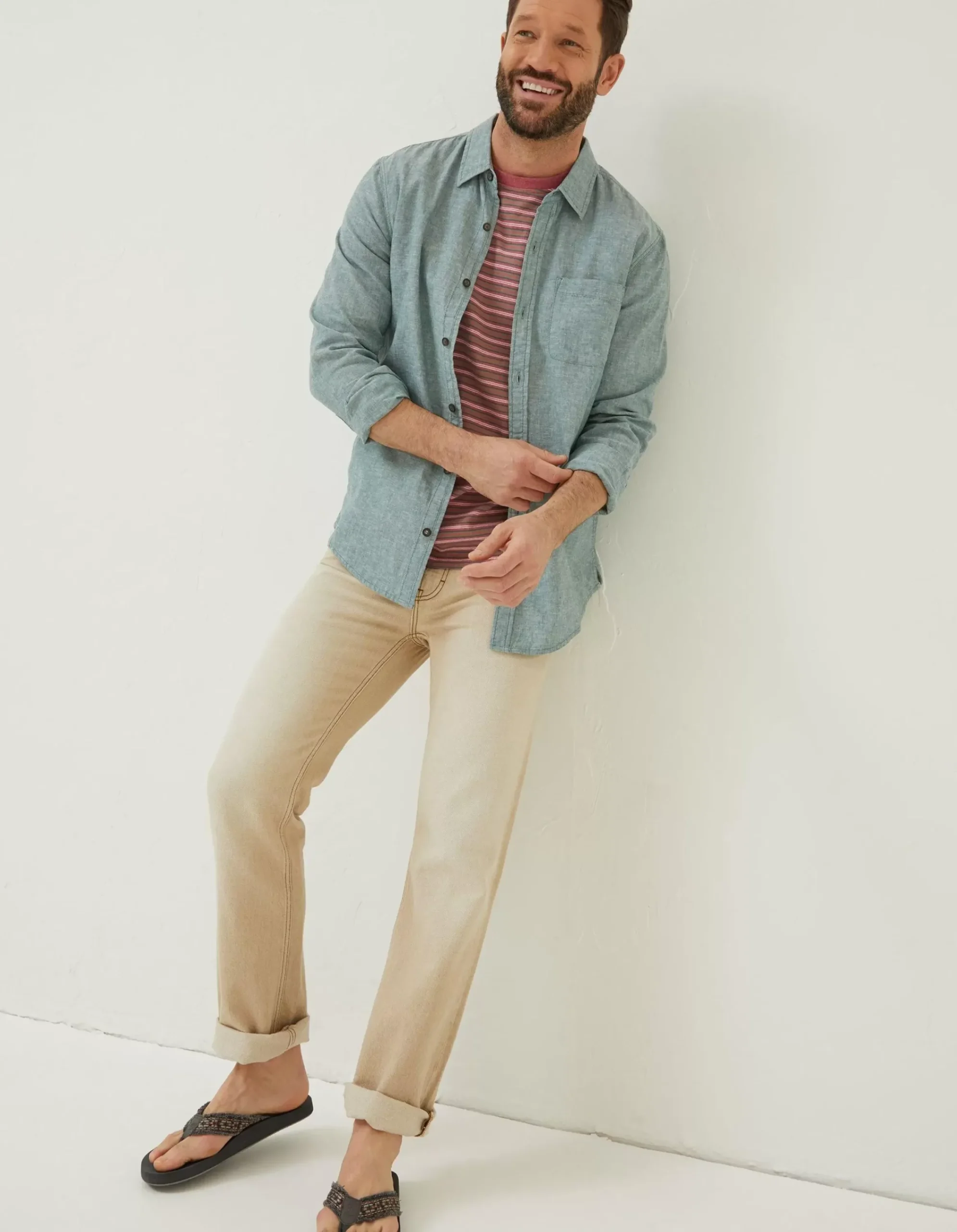 Men FatFace Shirts|Bugle Linen Cotton Shirt