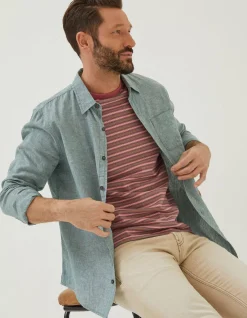 Men FatFace Shirts|Bugle Linen Cotton Shirt