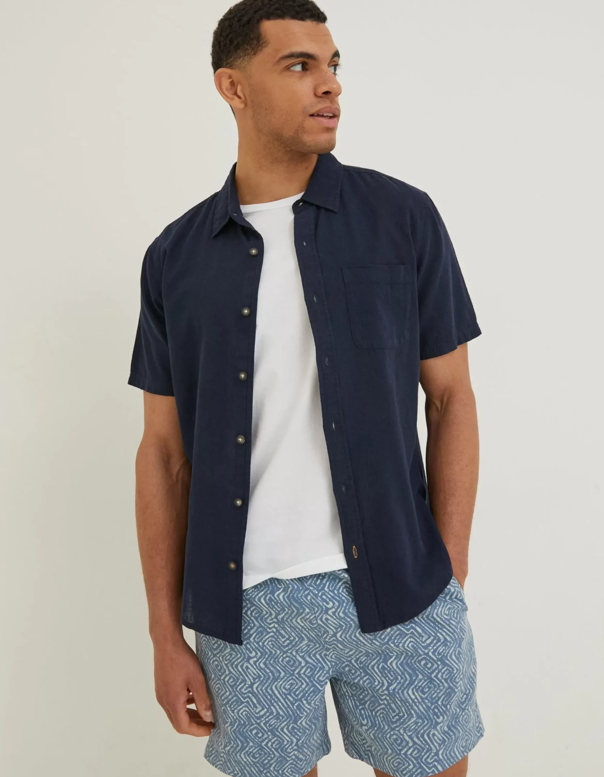 Men FatFace Shirts|Bugle Linen Cotton Shirt