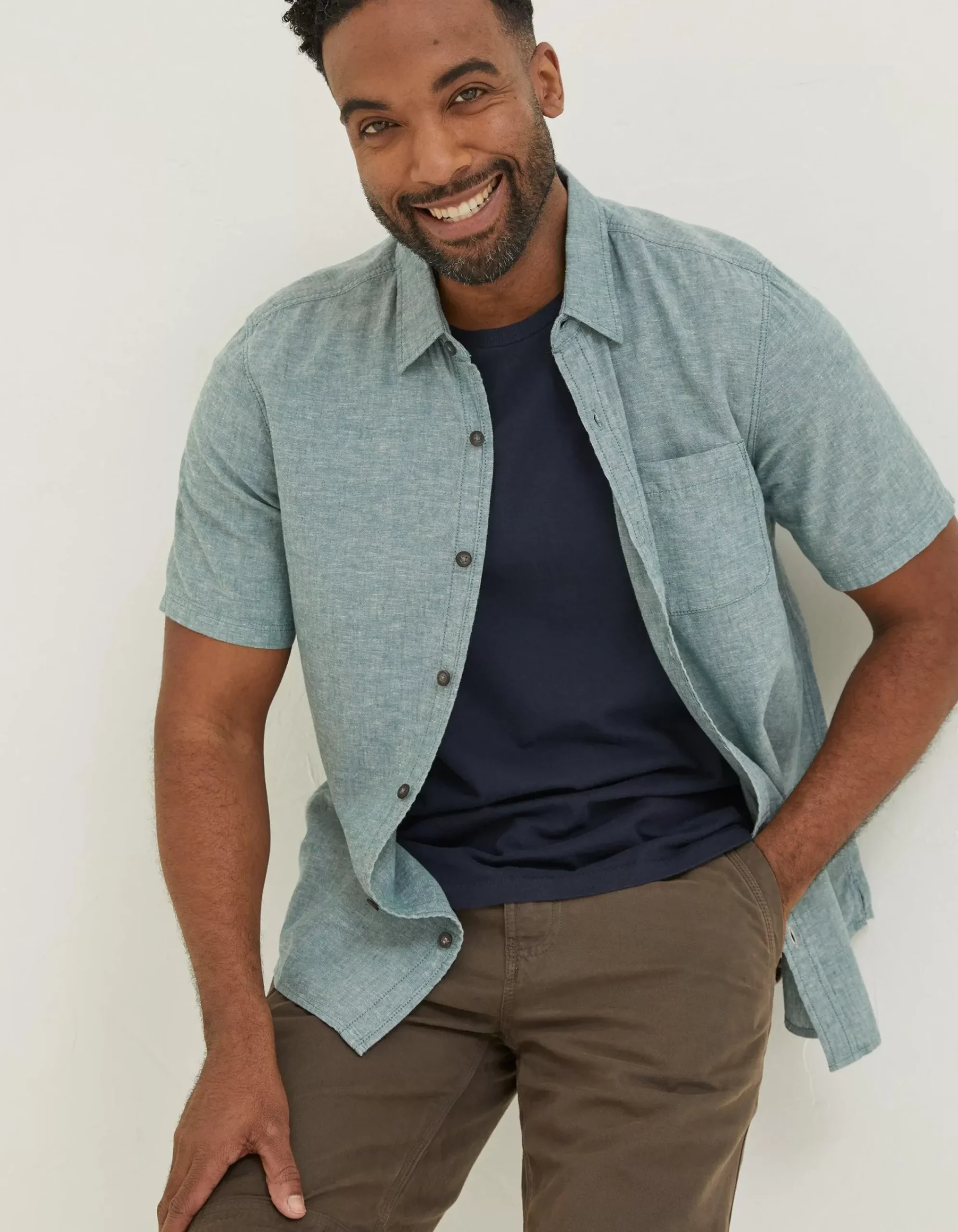 Men FatFace Shirts|Bugle Linen Cotton Shirt