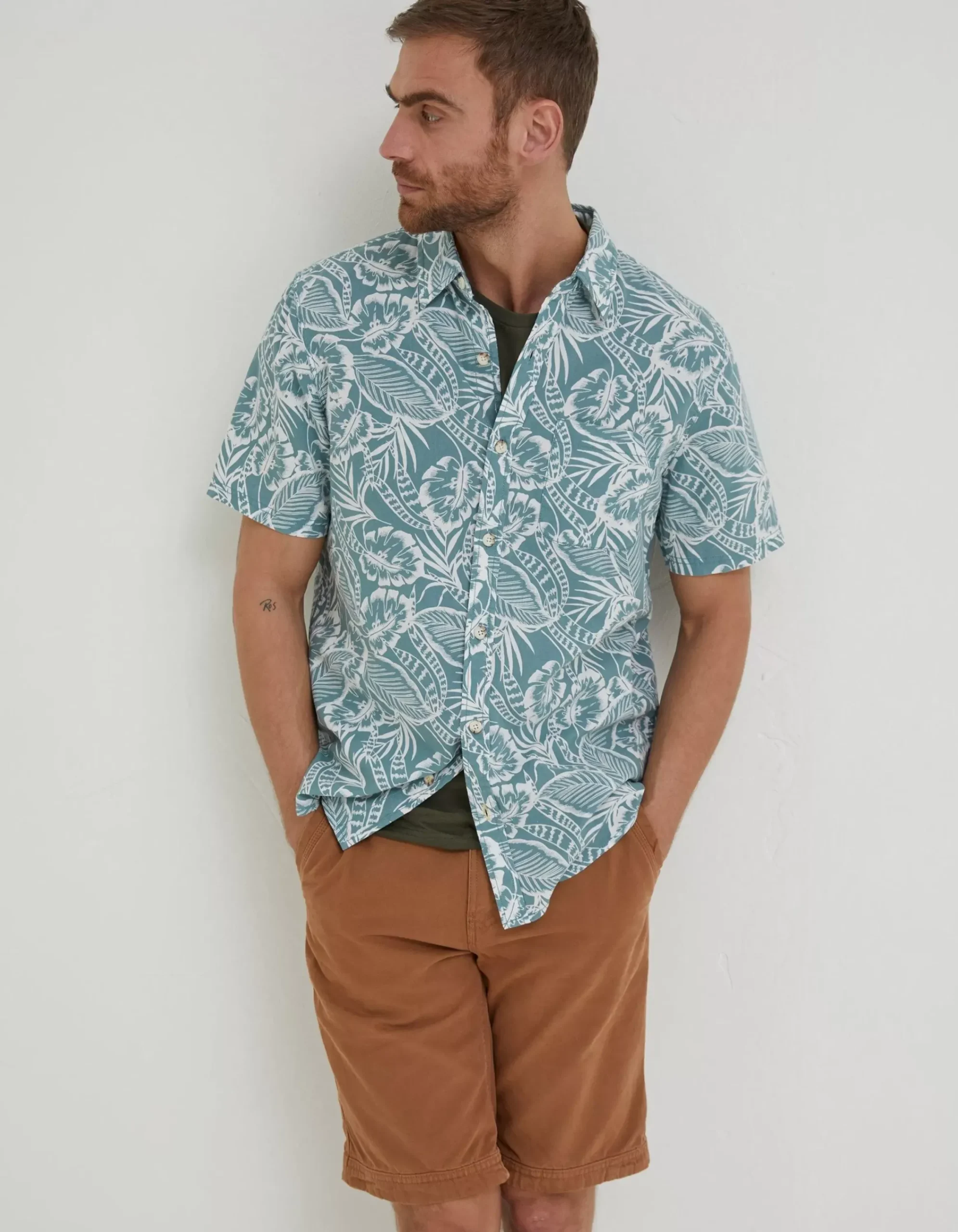 Men FatFace Shirts|Bugle Palm Print Shirt