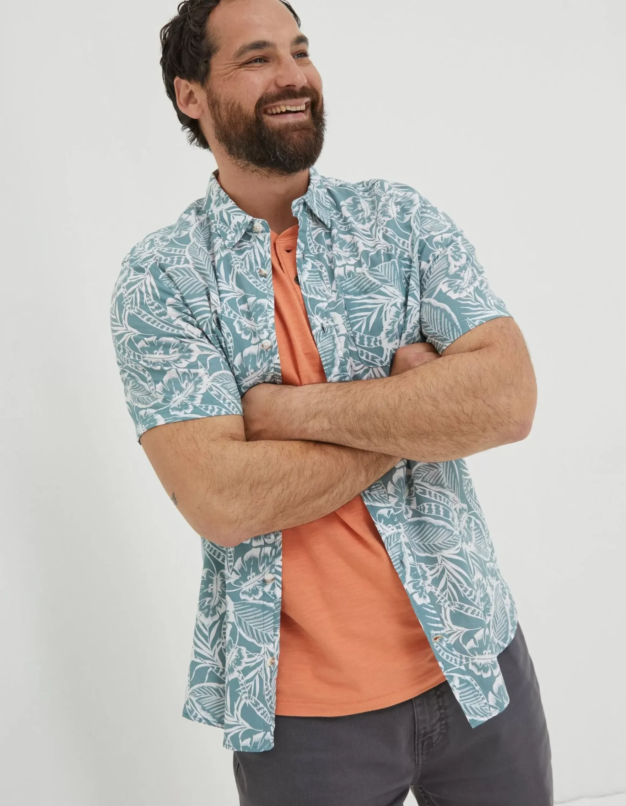 Men FatFace Shirts|Bugle Palm Print Shirt