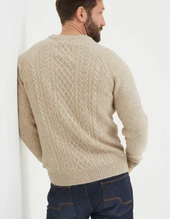 Men FatFace Nightwear & Pyjamas|Calder Cable Crew Jumper