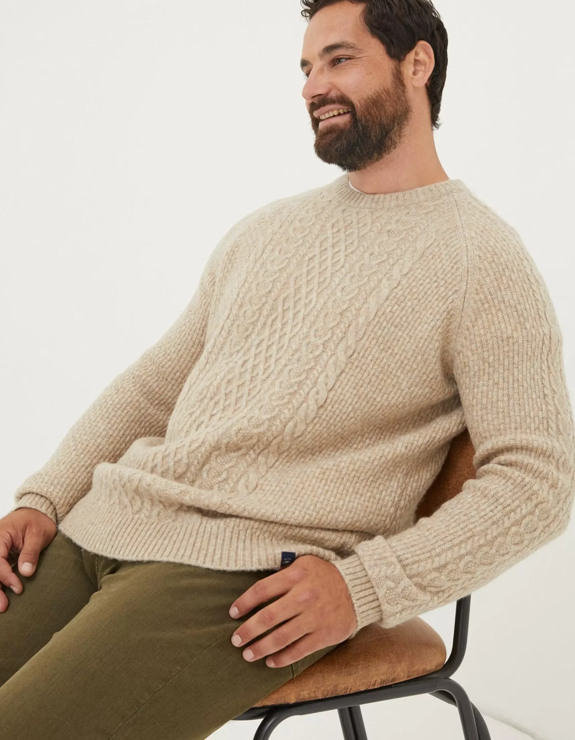 Men FatFace Nightwear & Pyjamas|Calder Cable Crew Jumper