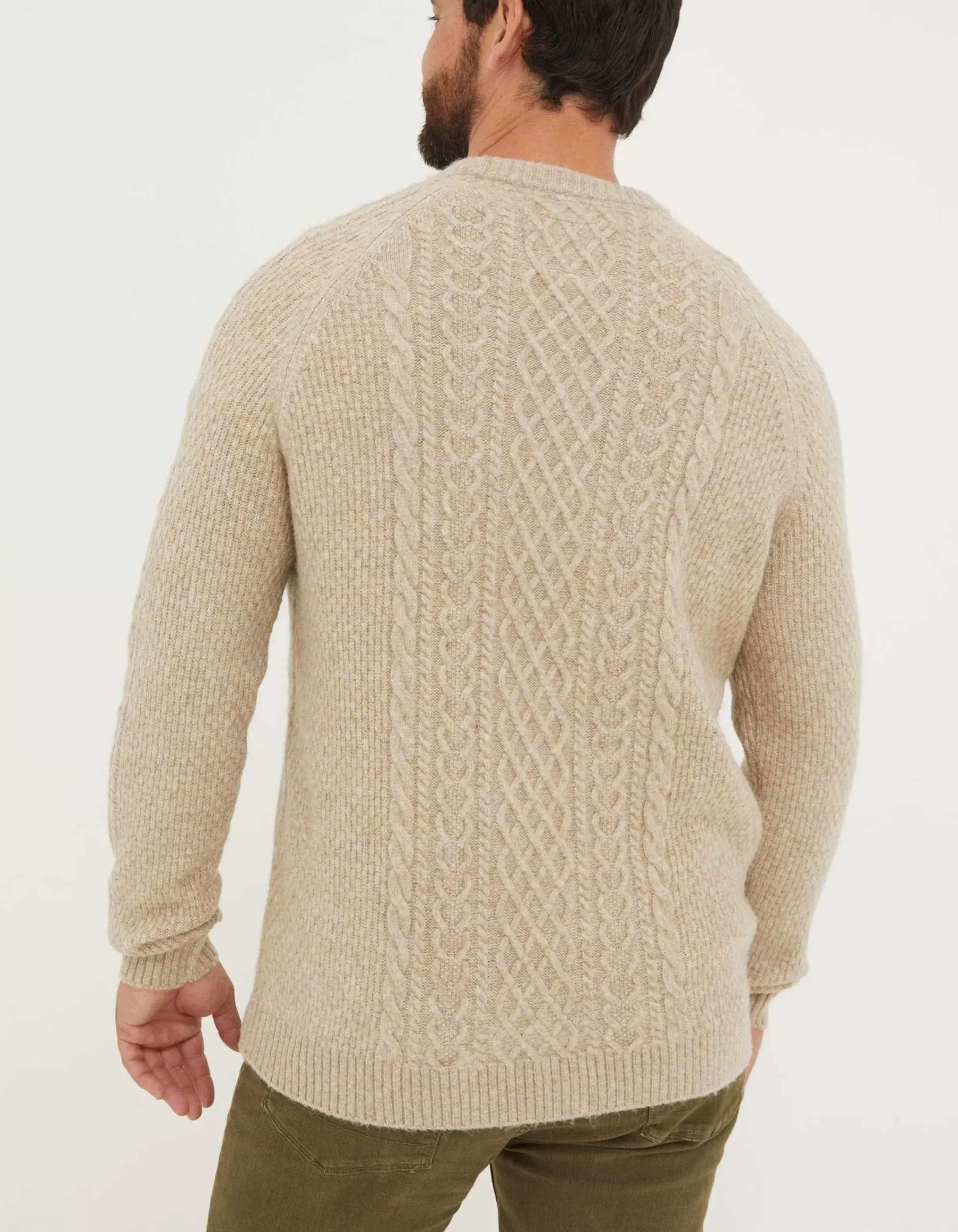 Men FatFace Nightwear & Pyjamas|Calder Cable Crew Jumper