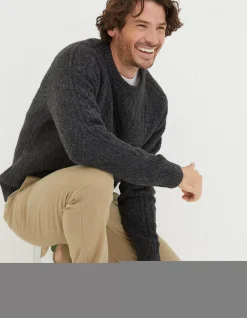 Men FatFace Knitwear|Calder Cable Crew Jumper