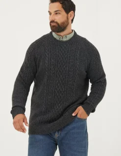Men FatFace Knitwear|Calder Cable Crew Jumper