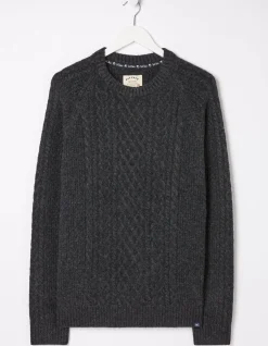 Men FatFace Knitwear|Calder Cable Crew Jumper