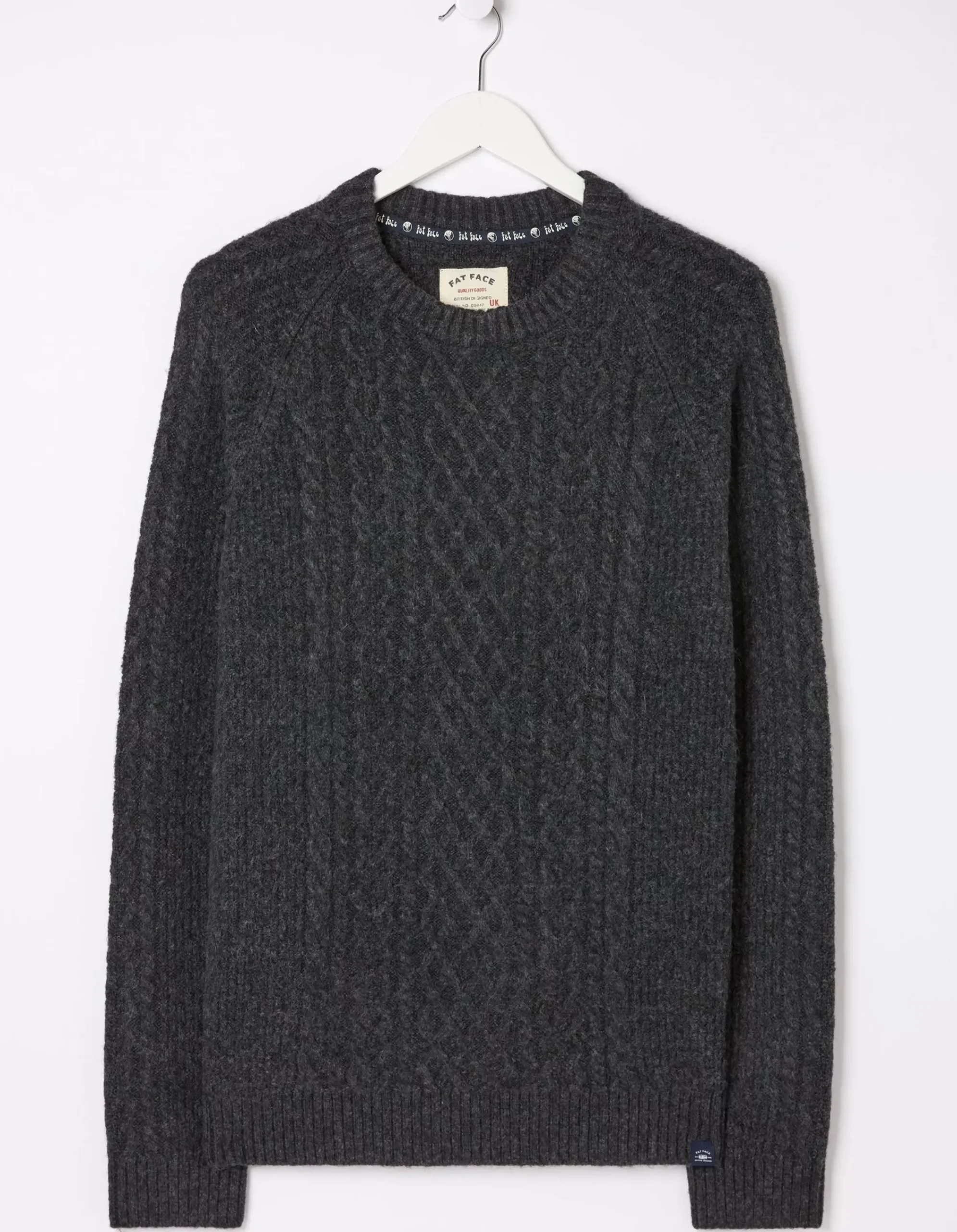 Men FatFace Knitwear|Calder Cable Crew Jumper