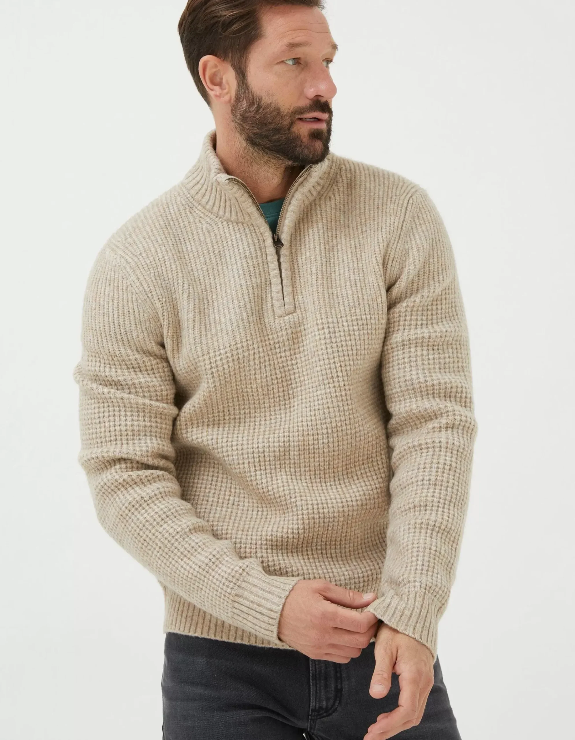 Men FatFace Knitwear|Calder Half Neck Jumper