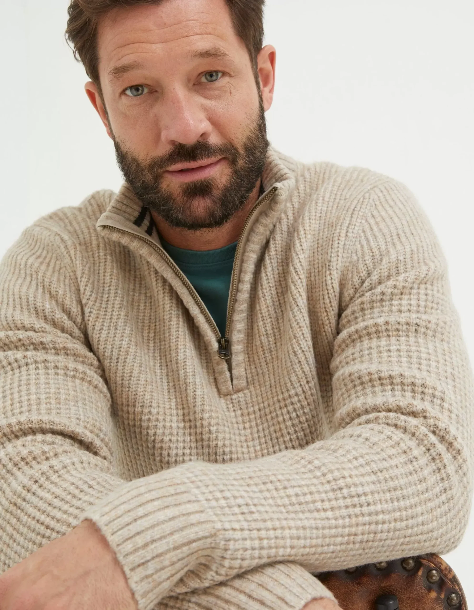 Men FatFace Knitwear|Calder Half Neck Jumper